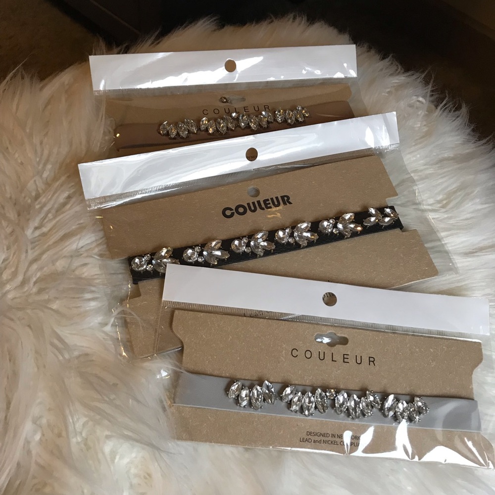 Grey Leather Studded Choker